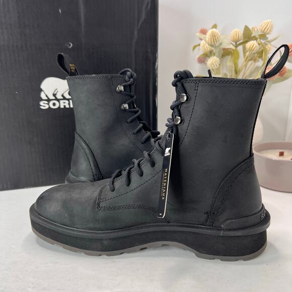 Sorel Hi-Line Lace Up Combat Boot Black Jet NL4804-010 Women's 7.5 NWOB - Picture 7 of 11